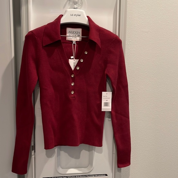 Alexia Admor Sweaters - alexia admor ribbed long sleeve polo sweater